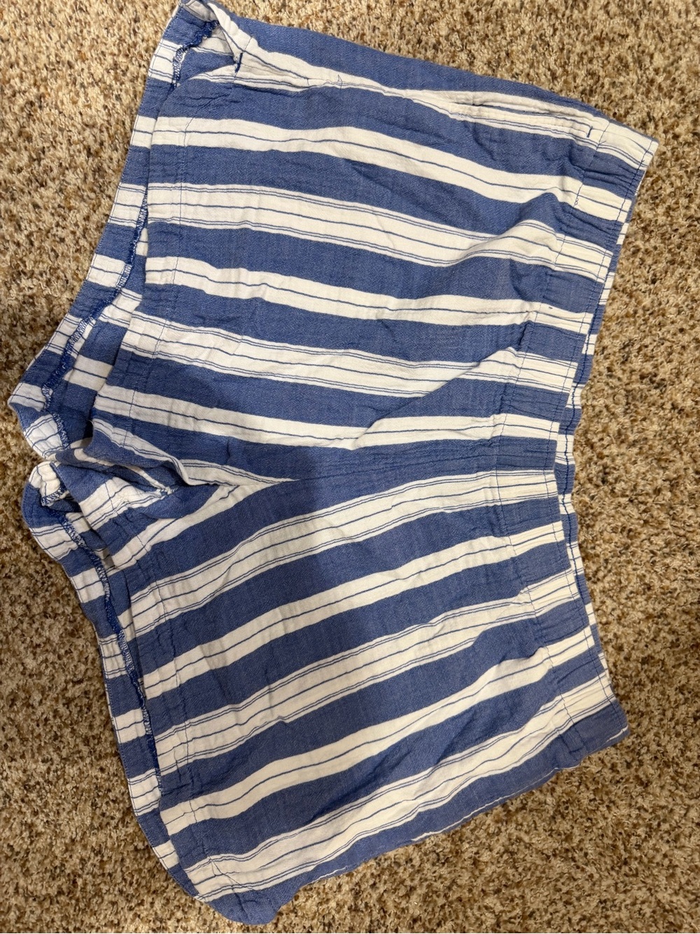 Old Navy Blue and White Striped Linen Shorts